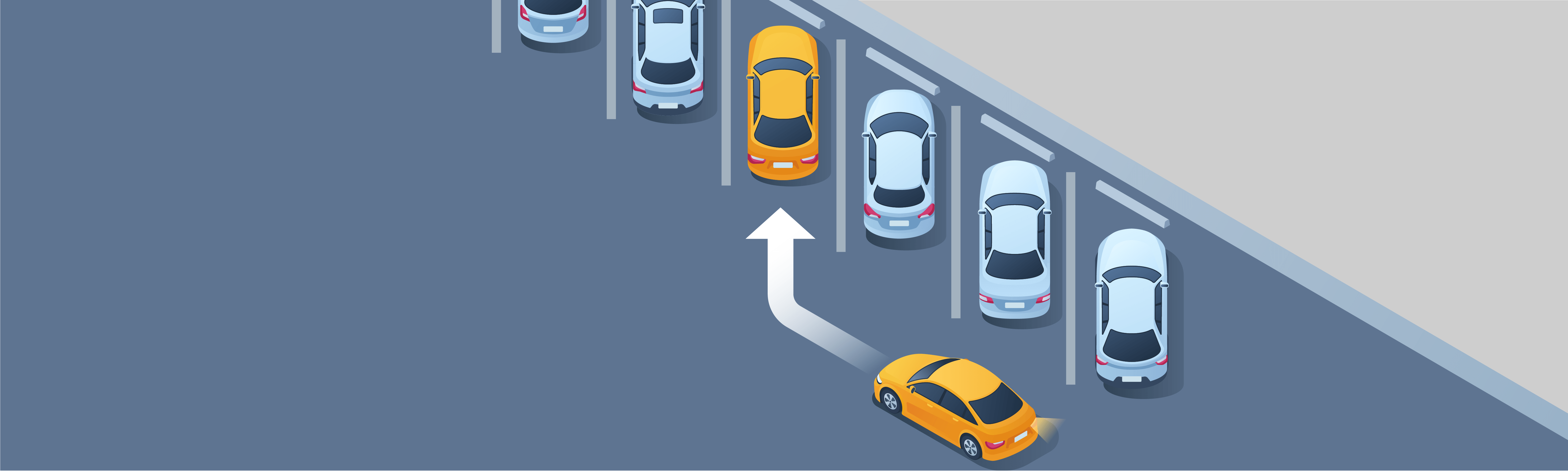 The Basics Of Driving - How should you enter an angled parking space on the right with vehicles parked on either side?