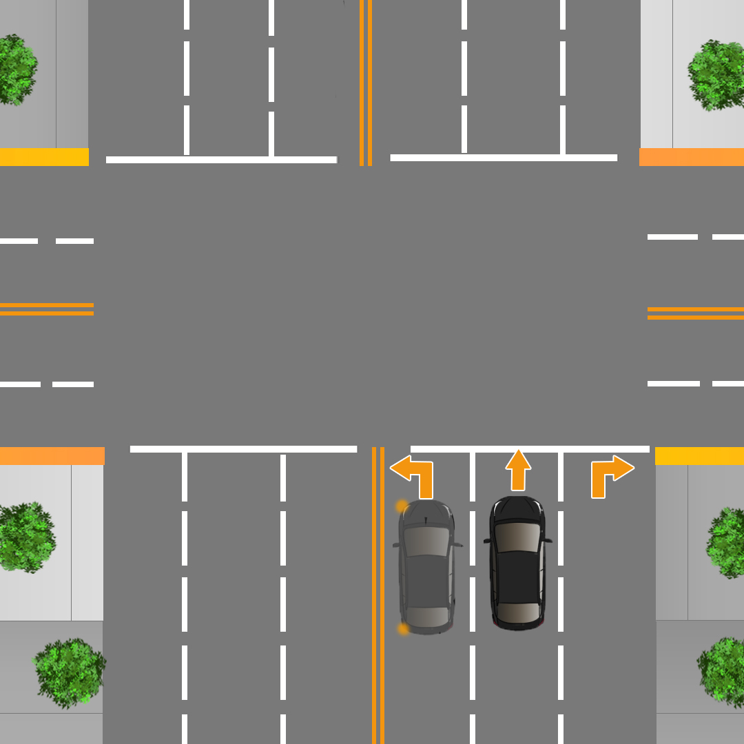 Test 3 - Que devez-vous faire si vous ne parvenez pas à accéder à la voie de virage à une intersection ?