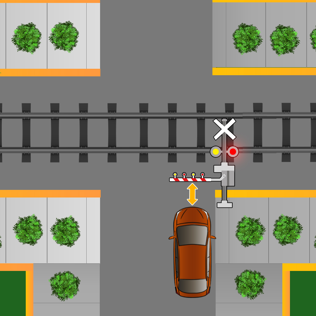 Driving Test Canada - Car Test 4 - What do you have to do while approaching a railway crossing where there's a warning of a train approaching?