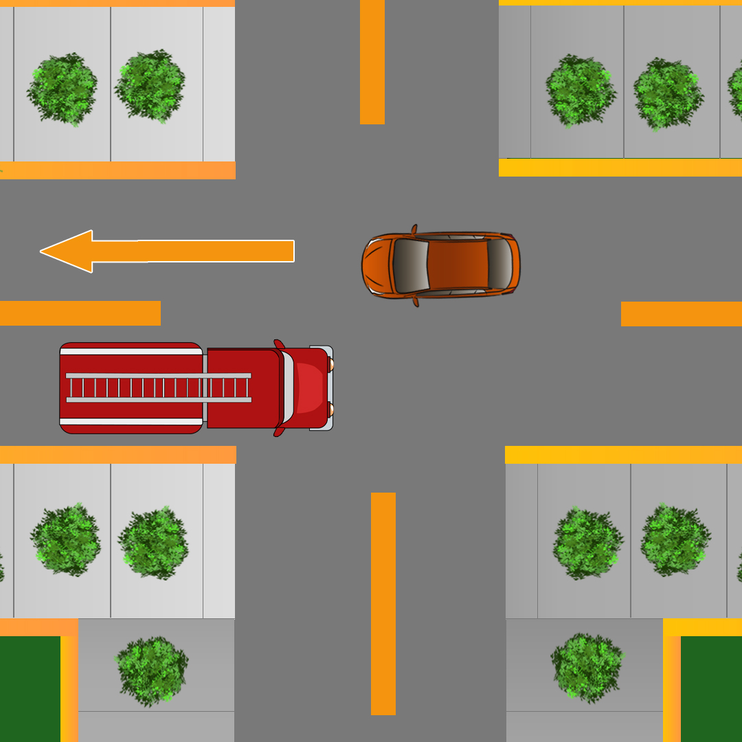 Test 1 - Que devez-vous faire à une intersection où vous attendez pour tourner à gauche mais où un camion de pompiers arrive en sens inverse avec ses feux allumés et ne peut pas passer ?