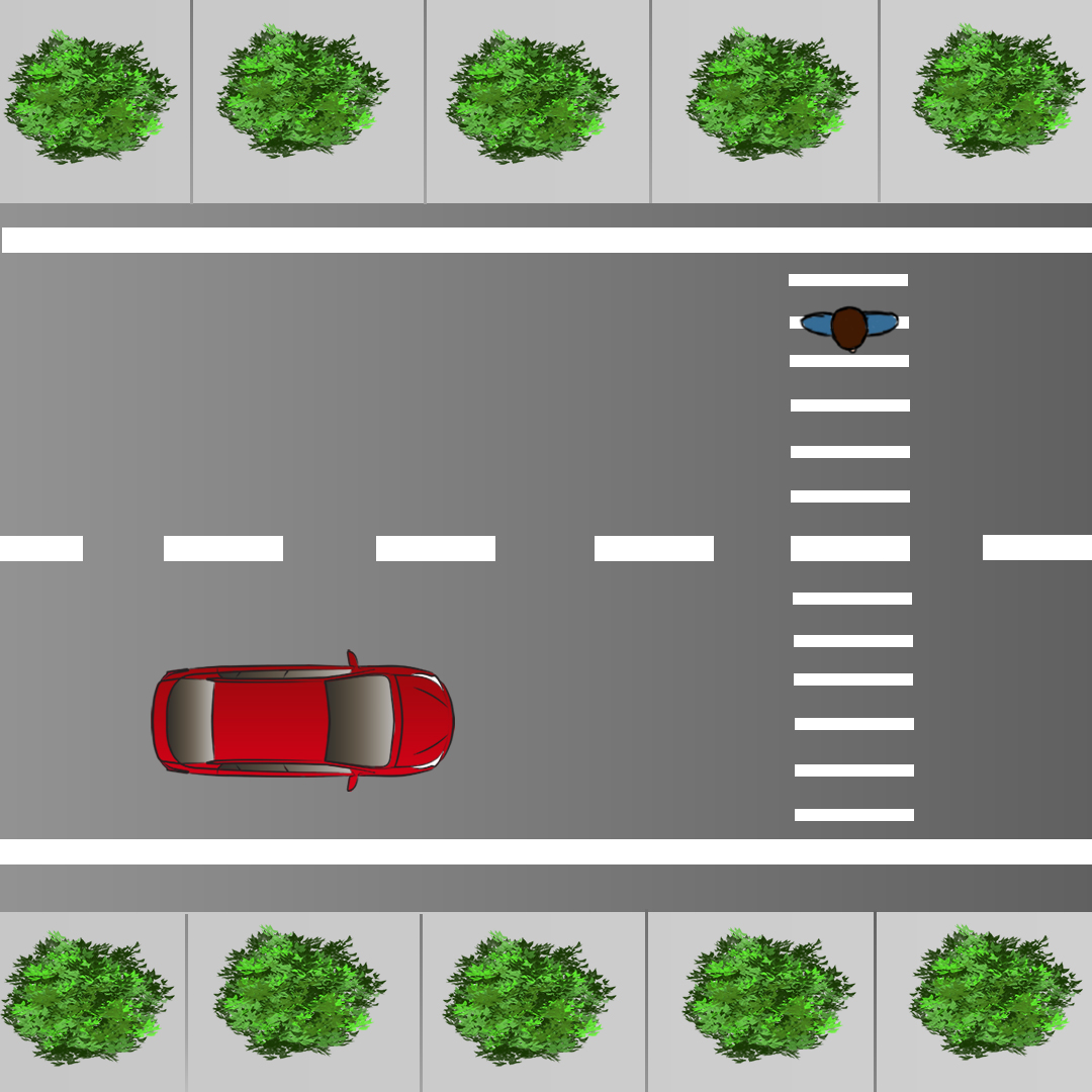 Test 3 - Quand est-il légal de continuer à traverser un passage pour piétons lorsque vous voyez un piéton sur le trottoir de gauche essayant clairement de traverser la route ?