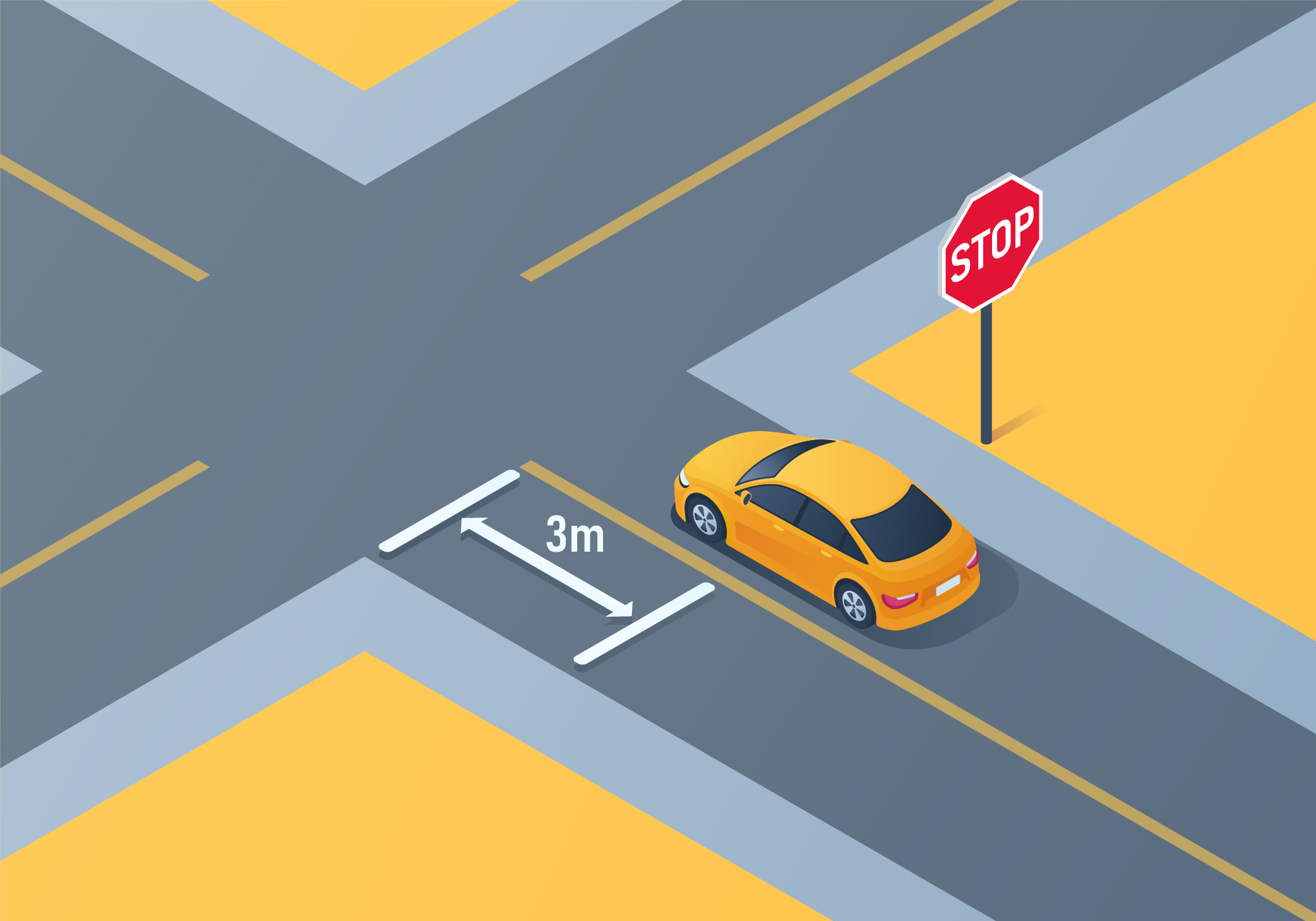 Where should you stop your vehicle if there is no stop line or marked crosswalk at an intersection? - Where should you stop your vehicle if there is no stop line or marked crosswalk at an intersection?