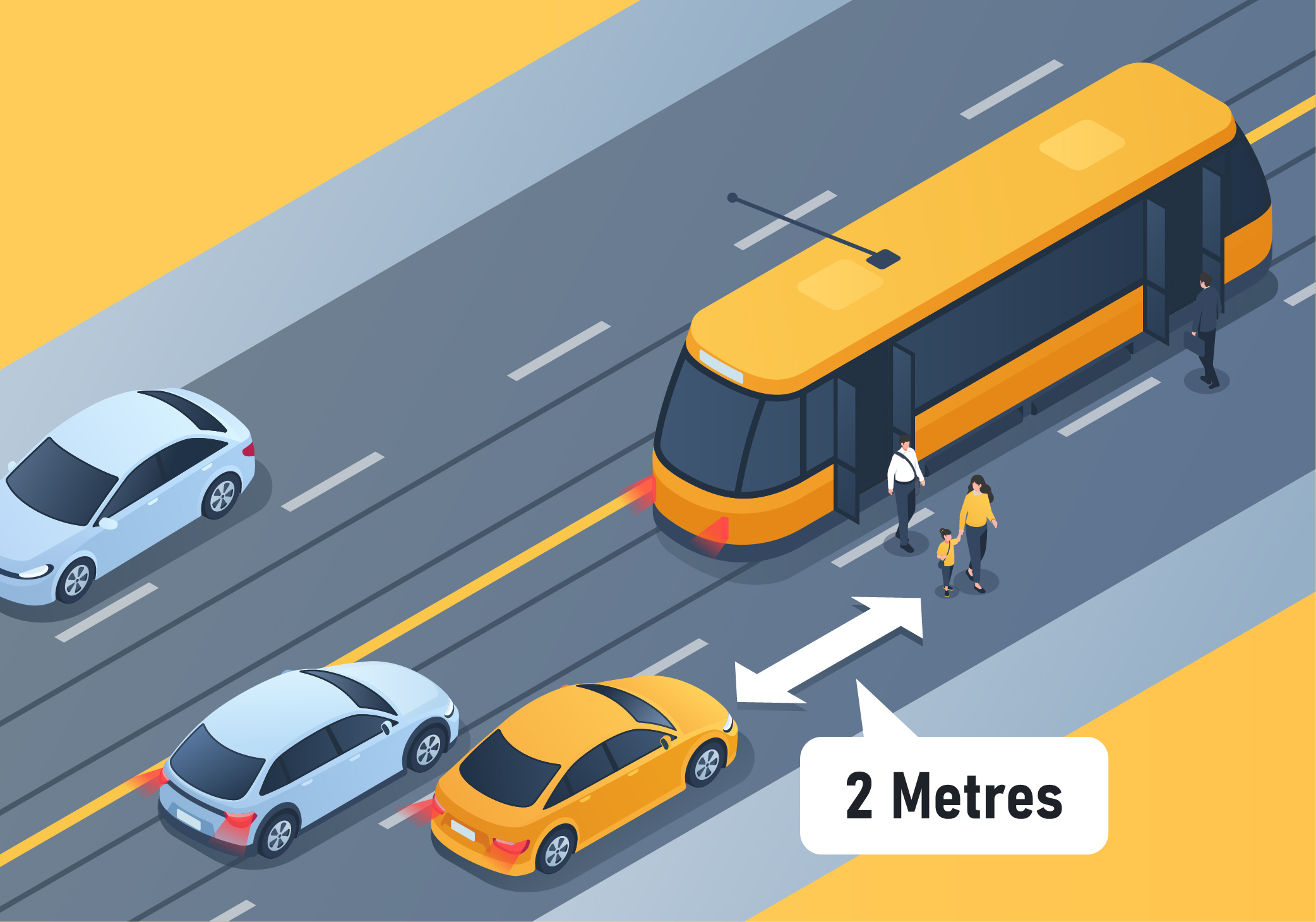 Driving Test Canada - Car Changing positions - How far should you stay behind the rear doors of a stopped streetcar?