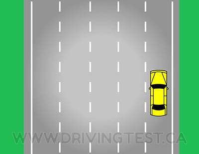 Test 2 - Quelle voie devez-vous utiliser dans des conditions de conduite normales sur une autoroute à cinq voies ?